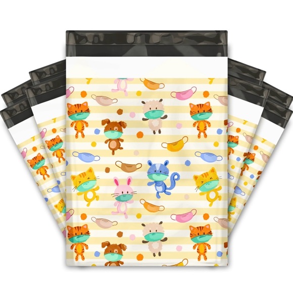 25CT 10x13 Masked Animals Poly Mailers Shipping Premium Printed Bags - Picture 2 of 2